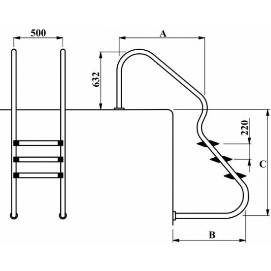 BAZENSKA LESTEV STOPNIŠČE-Lestve in ročaji