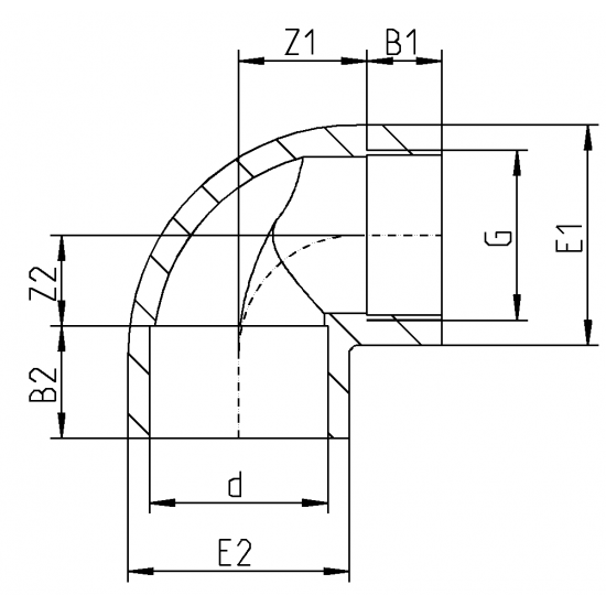 PVC-U KOLENO 90° NOT.NAVOJ